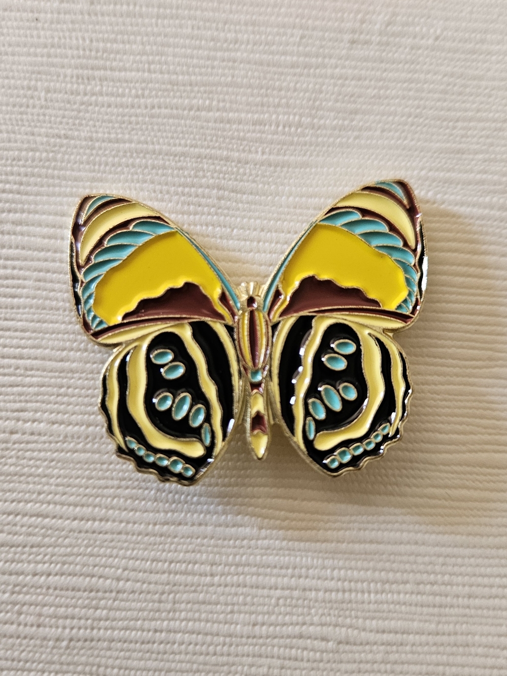 Enamel Butterfly Pin  4 For $20 - Yellow, Black & Teal Accent